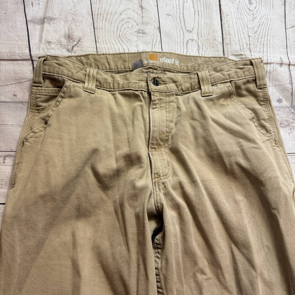 Carhartt‎ Relaxed Fit Workwear Pants Khaki Beige RN 14806 Men's Size 36x34 - Picture 2 of 15